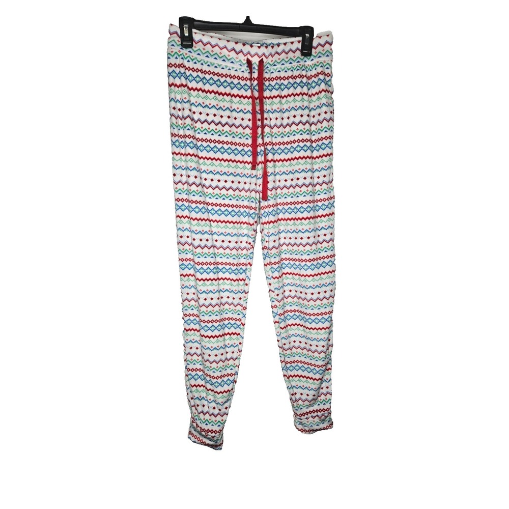 WonderShop Mens Pajama Pants Medium Fleece Christmas Fair Isle Lounge Red White